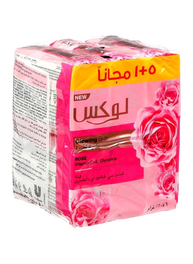 Lux Glowing Skin Soap Bar, Rose, with Vitamin C, E and Glycerine, 170g x 6 - Image 1